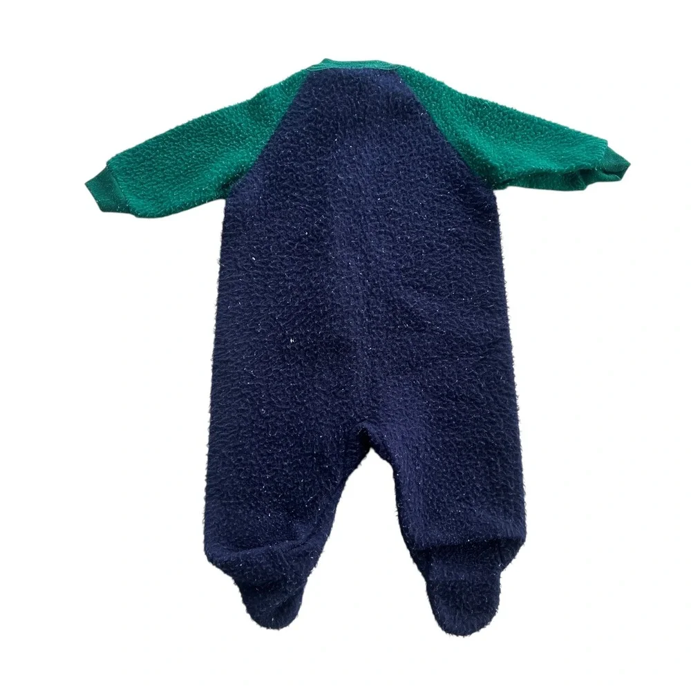 Baby Bgosh by OshKosh 6 Month Green Blue Fleece Footed Sleeper Front Zip Vintage